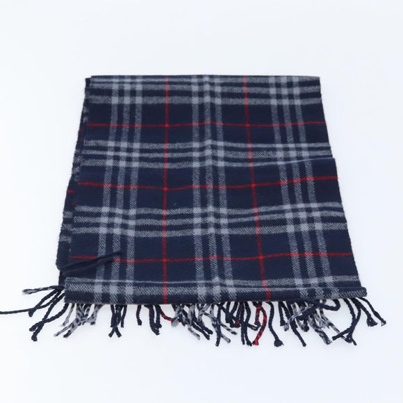 Burberrys Nova Check Scarf Wool Navy Auth am10998