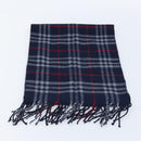 Burberrys Nova Check Scarf Wool Navy Auth am10998-8