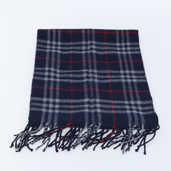 Burberrys Nova Check Scarf Wool Navy Auth am10998