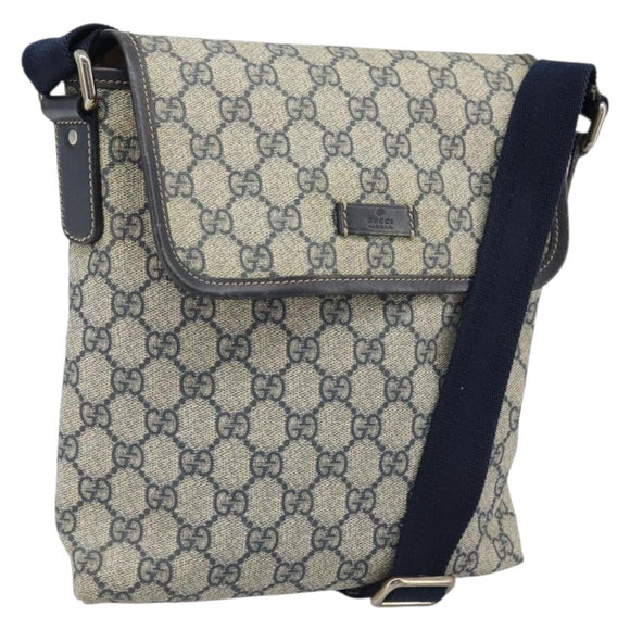 GUCCI GG Supreme Shoulder Bag PVC Leather Navy 223666 Auth am10999