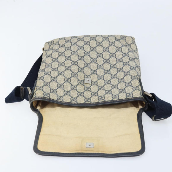 GUCCI GG Supreme Shoulder Bag PVC Leather Navy 223666 Auth am10999