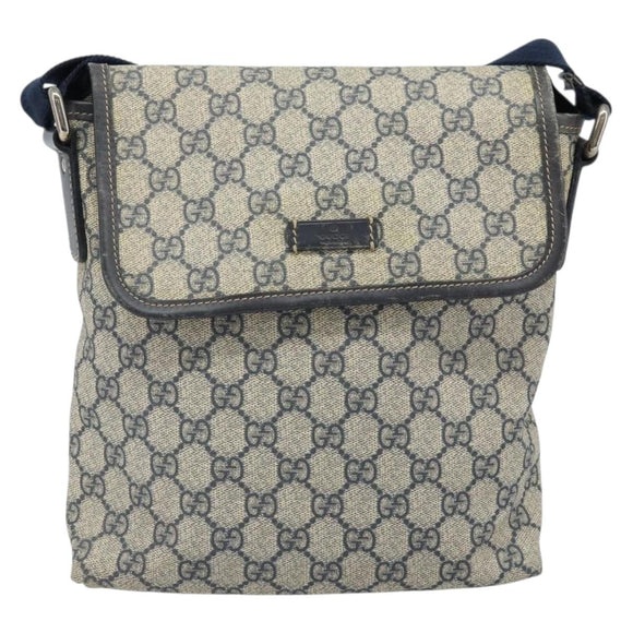 GUCCI GG Supreme Shoulder Bag PVC Leather Navy 223666 Auth am10999