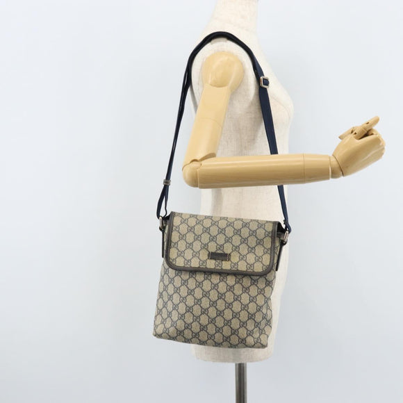 GUCCI GG Supreme Shoulder Bag PVC Leather Navy 223666 Auth am10999