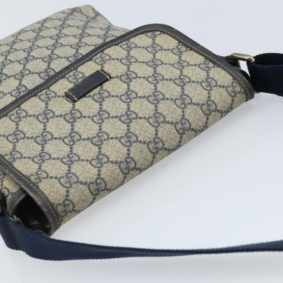 GUCCI GG Supreme Shoulder Bag PVC Leather Navy 223666 Auth am10999
