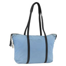 PRADA Tote Bag Nylon Leather Light Blue Silver Auth am11000-1