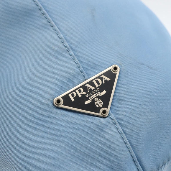 PRADA Tote Bag Nylon Leather Light Blue Silver Auth am11000