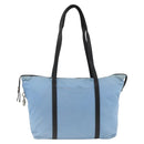 PRADA Tote Bag Nylon Leather Light Blue Silver Auth am11000-13
