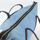 PRADA Tote Bag Nylon Leather Light Blue Silver Auth am11000-6