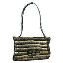 Salvatore Ferragamo Vala Chain Shoulder Bag Leather Black Gold Auth am11001V-1