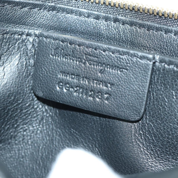 Salvatore Ferragamo Vala Chain Shoulder Bag Leather Black Gold Auth am11001V