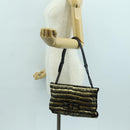 Salvatore Ferragamo Vala Chain Shoulder Bag Leather Black Gold Auth am11001V-24
