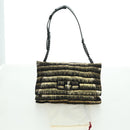 Salvatore Ferragamo Vala Chain Shoulder Bag Leather Black Gold Auth am11001V-25