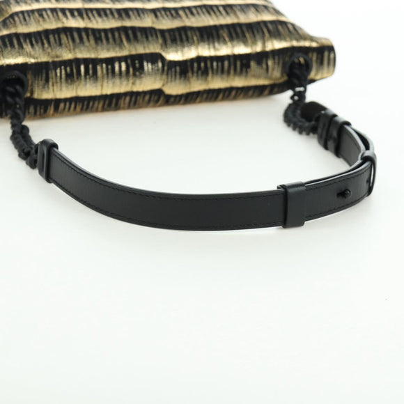 Salvatore Ferragamo Vala Chain Shoulder Bag Leather Black Gold Auth am11001V