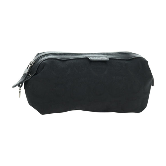 Salvatore Ferragamo Gancini Pouch Canvas Black Auth am11004A