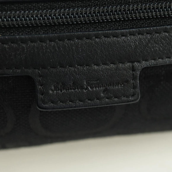Salvatore Ferragamo Gancini Pouch Canvas Black Auth am11004A