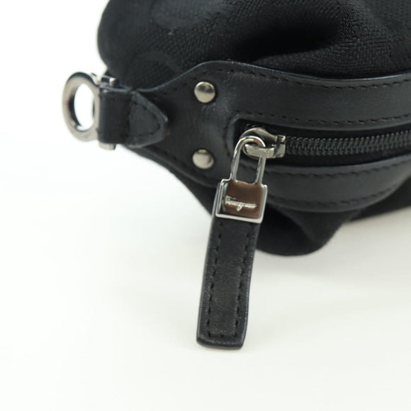Salvatore Ferragamo Gancini Pouch Canvas Black Auth am11004A