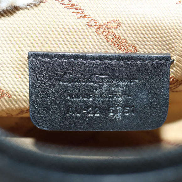 Salvatore Ferragamo Gancini Pouch Canvas Black Auth am11004A