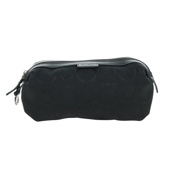 Salvatore Ferragamo Gancini Pouch Canvas Black Auth am11004A