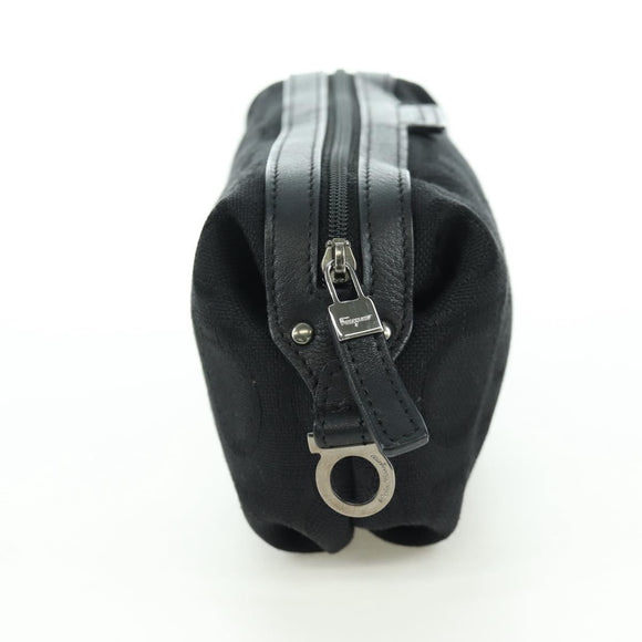 Salvatore Ferragamo Gancini Pouch Canvas Black Auth am11004A