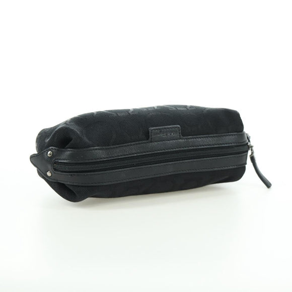 Salvatore Ferragamo Gancini Pouch Canvas Black Auth am11004A