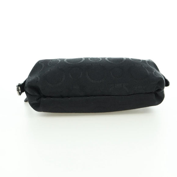 Salvatore Ferragamo Gancini Pouch Canvas Black Auth am11004A
