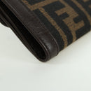 FENDI Zucca Canvas Trifold Wallet Black Brown Auth am11005V-10