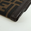 FENDI Zucca Canvas Trifold Wallet Black Brown Auth am11005V-11