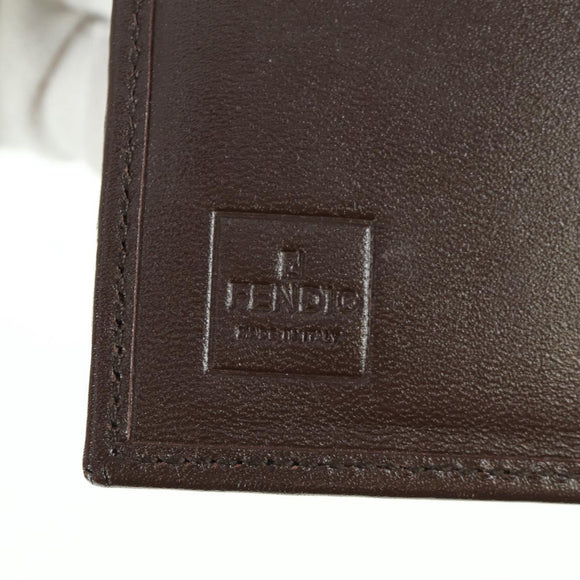 FENDI Zucca Canvas Trifold Wallet Black Brown Auth am11005V