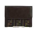 FENDI Zucca Canvas Trifold Wallet Black Brown Auth am11005V-2