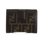 FENDI Zucca Canvas Trifold Wallet Black Brown Auth am11005V-3