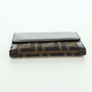 FENDI Zucca Canvas Trifold Wallet Black Brown Auth am11005V-7