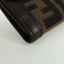 FENDI Zucca Canvas Trifold Wallet Black Brown Auth am11005V-8