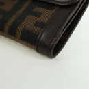 FENDI Zucca Canvas Trifold Wallet Black Brown Auth am11005V-9