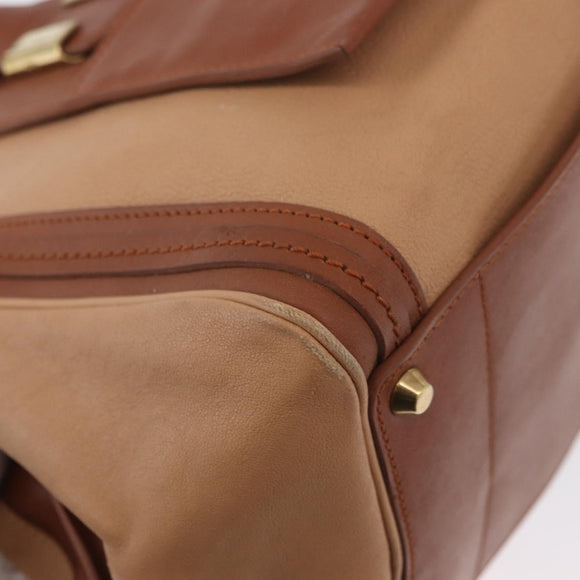Chloe Little Alice Hand Bag Leather 2way Brown Gold Auth am11007
