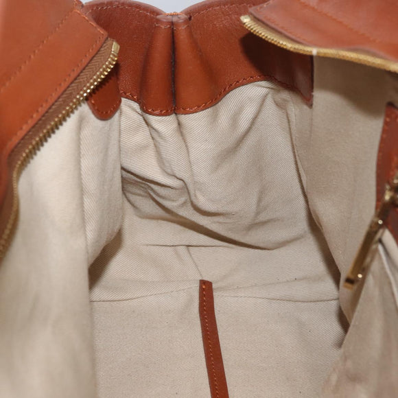 Chloe Little Alice Hand Bag Leather 2way Brown Gold Auth am11007