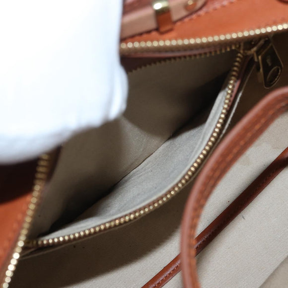 Chloe Little Alice Hand Bag Leather 2way Brown Gold Auth am11007