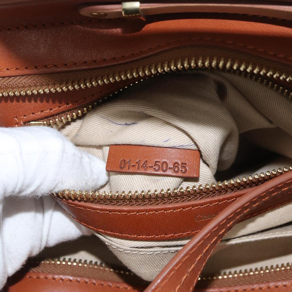 Chloe Little Alice Hand Bag Leather 2way Brown Gold Auth am11007