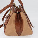 Chloe Little Alice Hand Bag Leather 2way Brown Gold Auth am11007-3