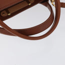 Chloe Little Alice Hand Bag Leather 2way Brown Gold Auth am11007-7