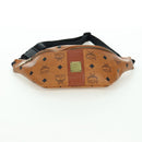MCM Vicetos Logogram Waist bag PVC Leather Gold Brown Auth am11009A-10