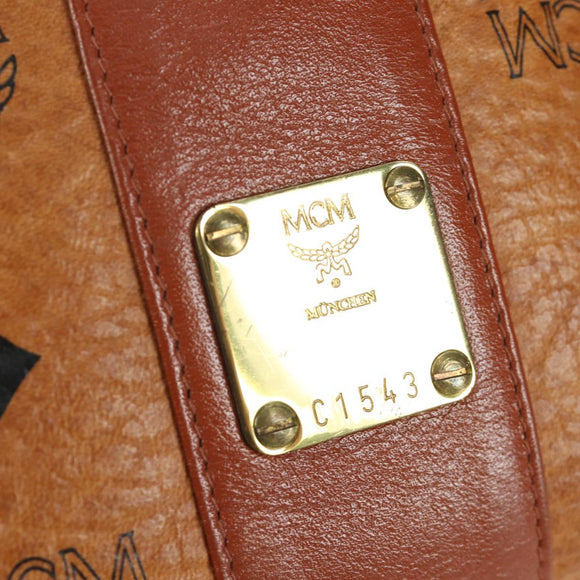 MCM Vicetos Logogram Waist bag PVC Leather Gold Brown Auth am11009A