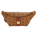 MCM Vicetos Logogram Waist bag PVC Leather Gold Brown Auth am11009A-2