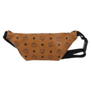 MCM Vicetos Logogram Waist bag PVC Leather Gold Brown Auth am11009A-3