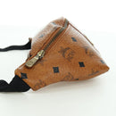 MCM Vicetos Logogram Waist bag PVC Leather Gold Brown Auth am11009A-4