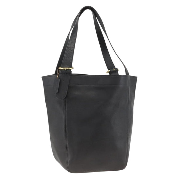 Coach Old Tote Bag Leather Black Gold Auth am11015