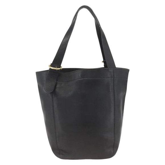 Coach Old Tote Bag Leather Black Gold Auth am11015
