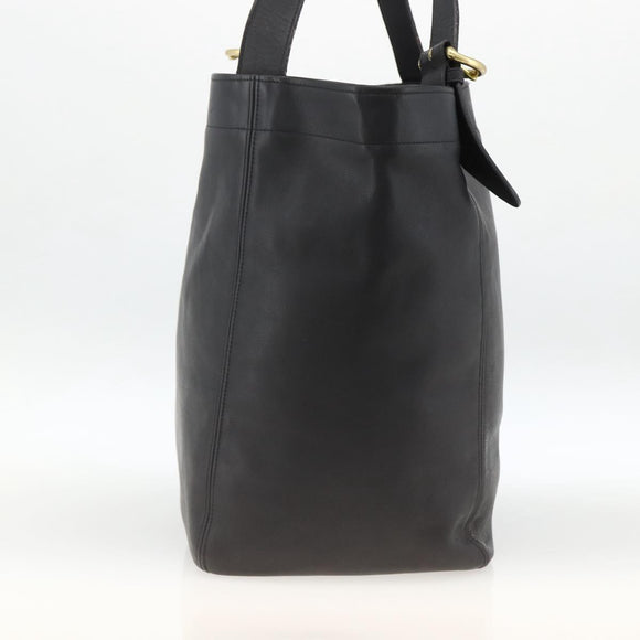 Coach Old Tote Bag Leather Black Gold Auth am11015
