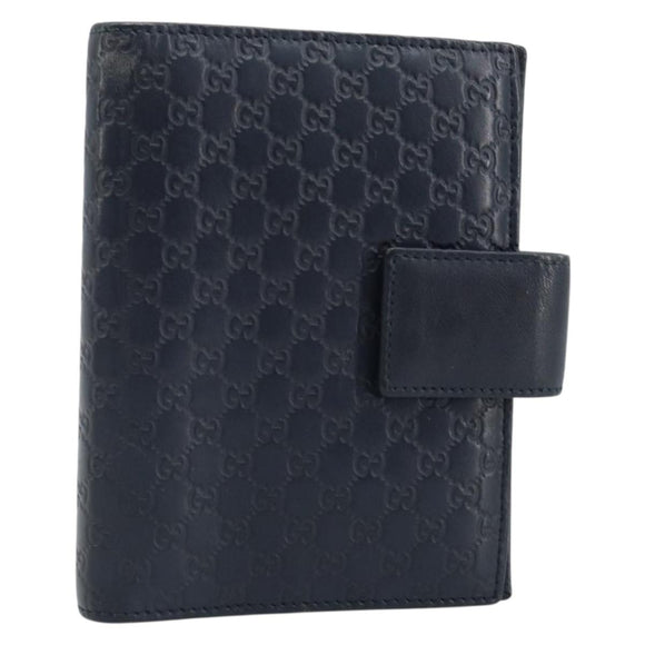 GUCCI Micro GG Guccissima Day Planner Cover Leather Navy 115240 Auth am11017
