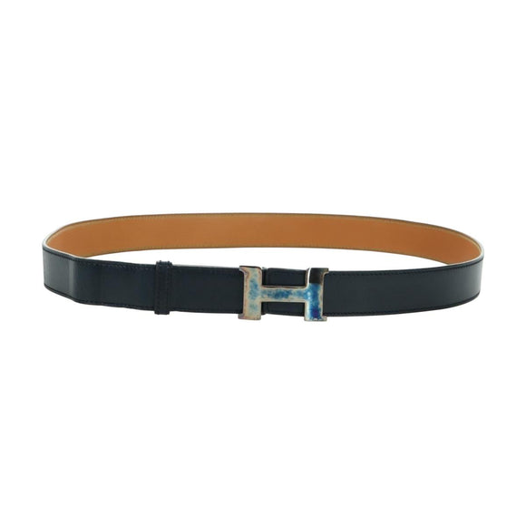 HERMES Constance Riem Leer Vintage 75 cm Marineblauw Auth am11019A