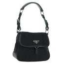 PRADA Hand Bag Nylon Black Silver BR2120 Auth am11021V-1